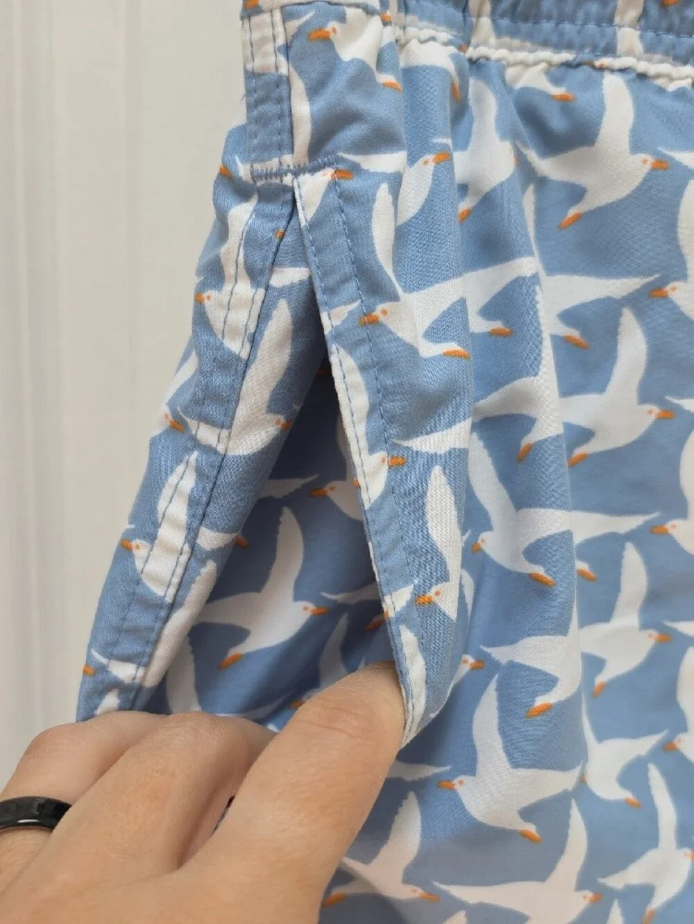 Tom & Teddy Blue & White Seagull Print Swim Trunks